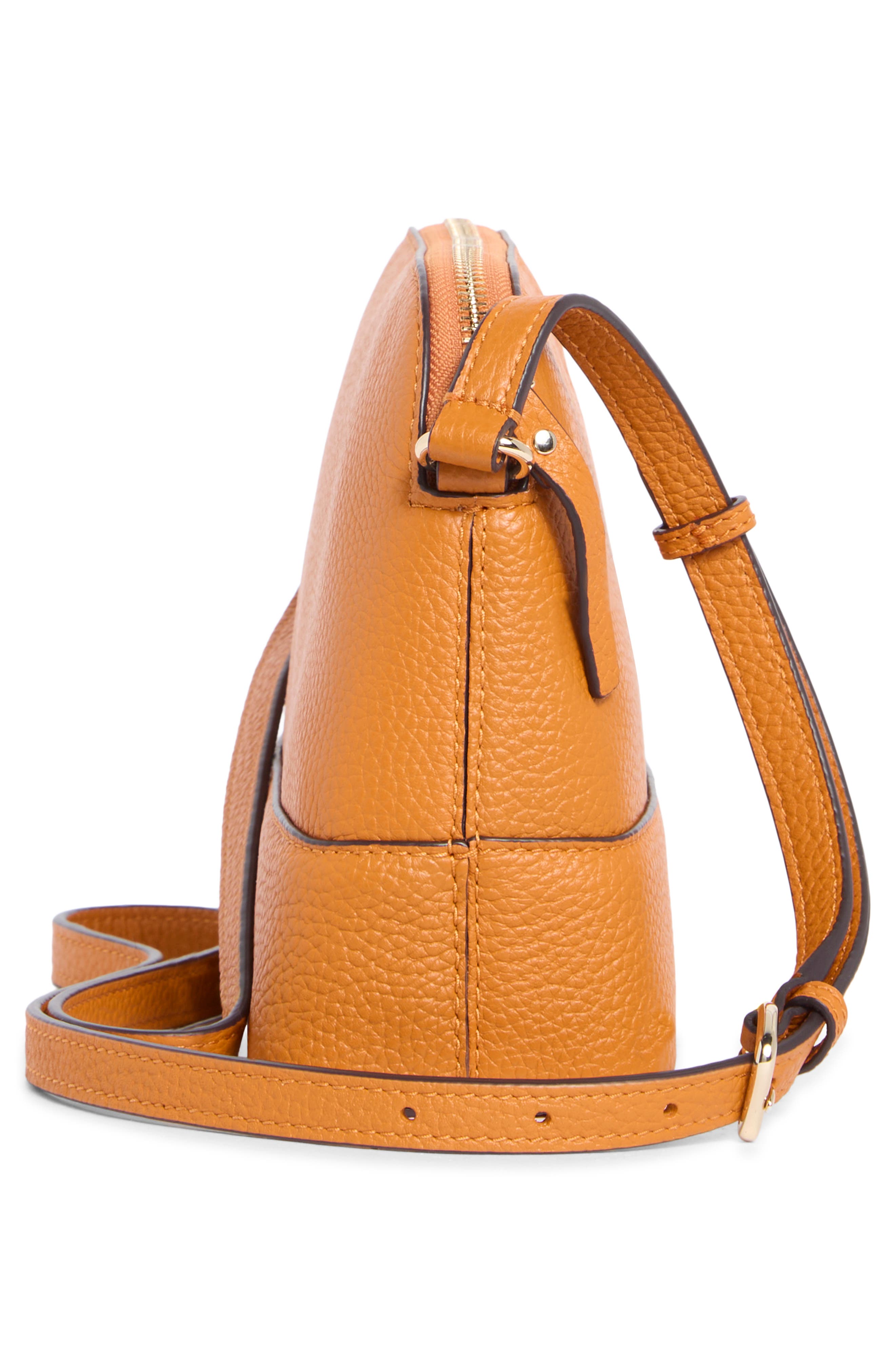 southport ave hannah leather crossbody bag, Alternate, color, ORANGE JASPER