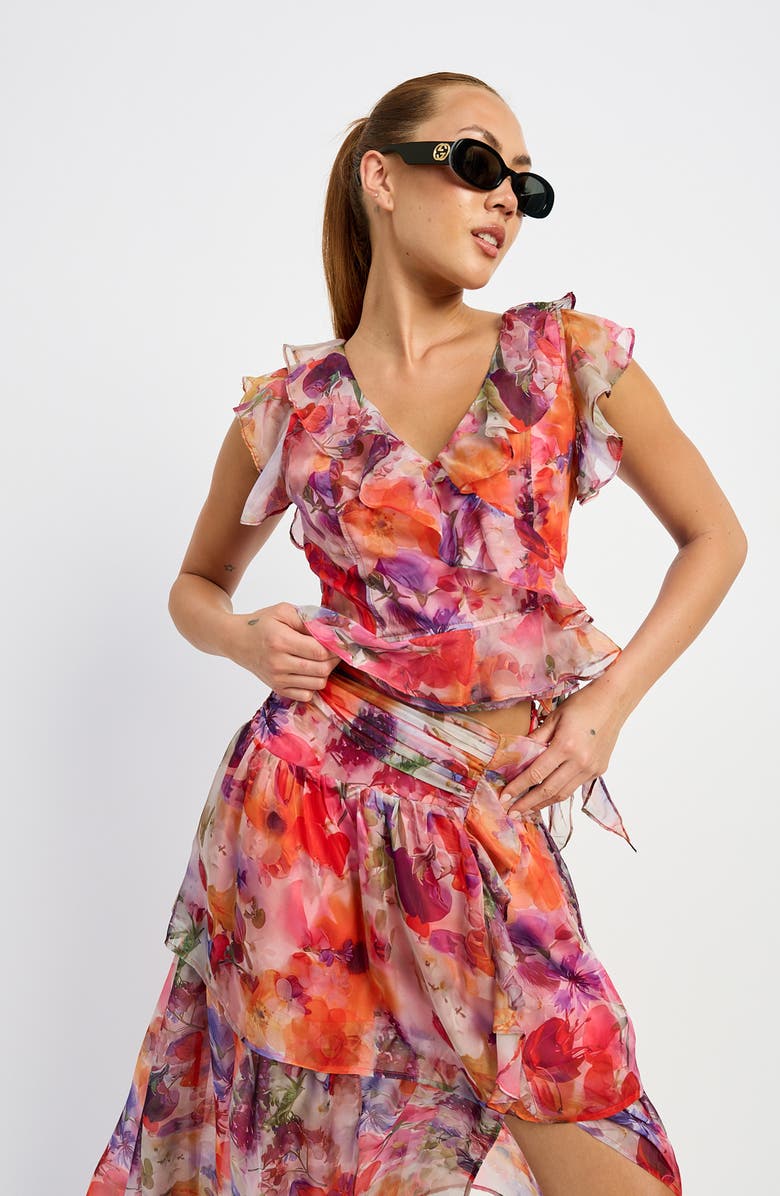 En Saison Magnolia Ruffle Sleeveless Top, Alternate, color, 