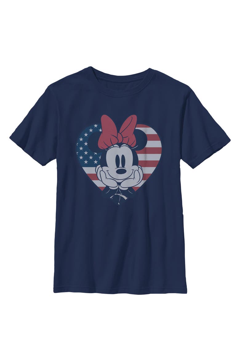 Boy's Minnie Mouse Cute Portrait Heart  Graphic T-Shirt, Main, color, Navy Blue