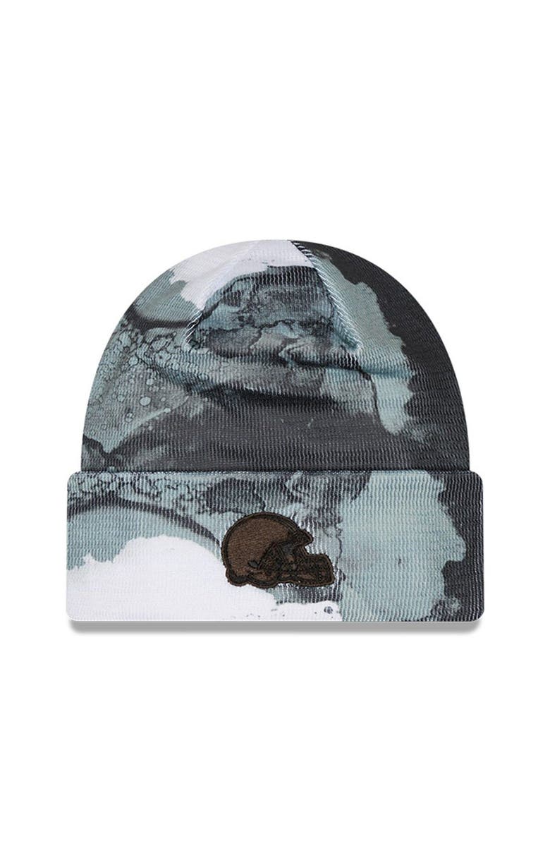 New Era Men's New Era Black Cleveland Browns 2022 Sideline Ink Dye Tonal Cuffed Knit Hat, Alternate, color, 