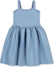 Hope & Henry Kids' Organic Ruffle Edge Seersucker Apron Dress