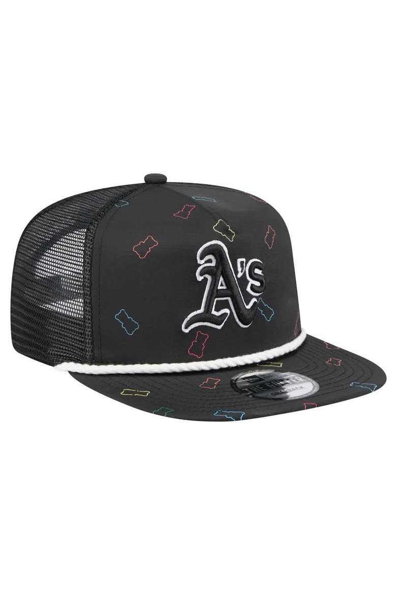 Men's New Era  Black Athletics Gummy Golfer Trucker Adjustable Hat, Alternate, color, Black