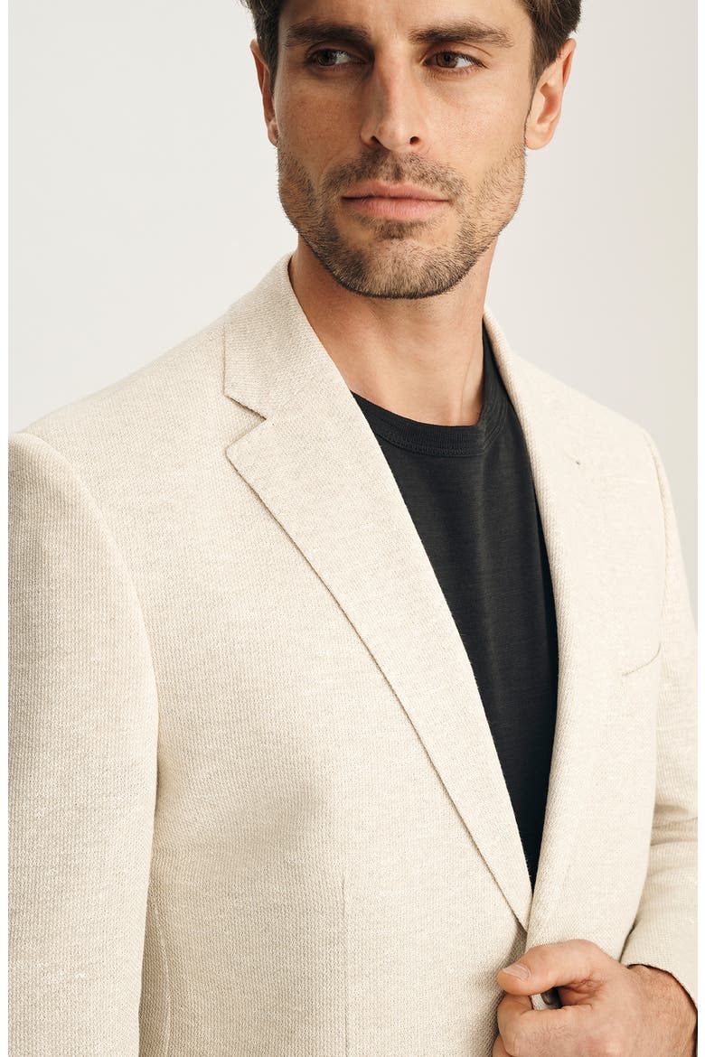 Matteo Slim Fit Beige Linen & Cotton Blend Piqué Sport Coat, Alternate, color, BEIGE