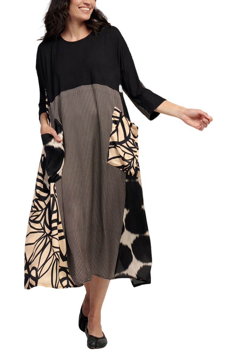 Alembika Serene print mixed media maxi dress, Main, color, 