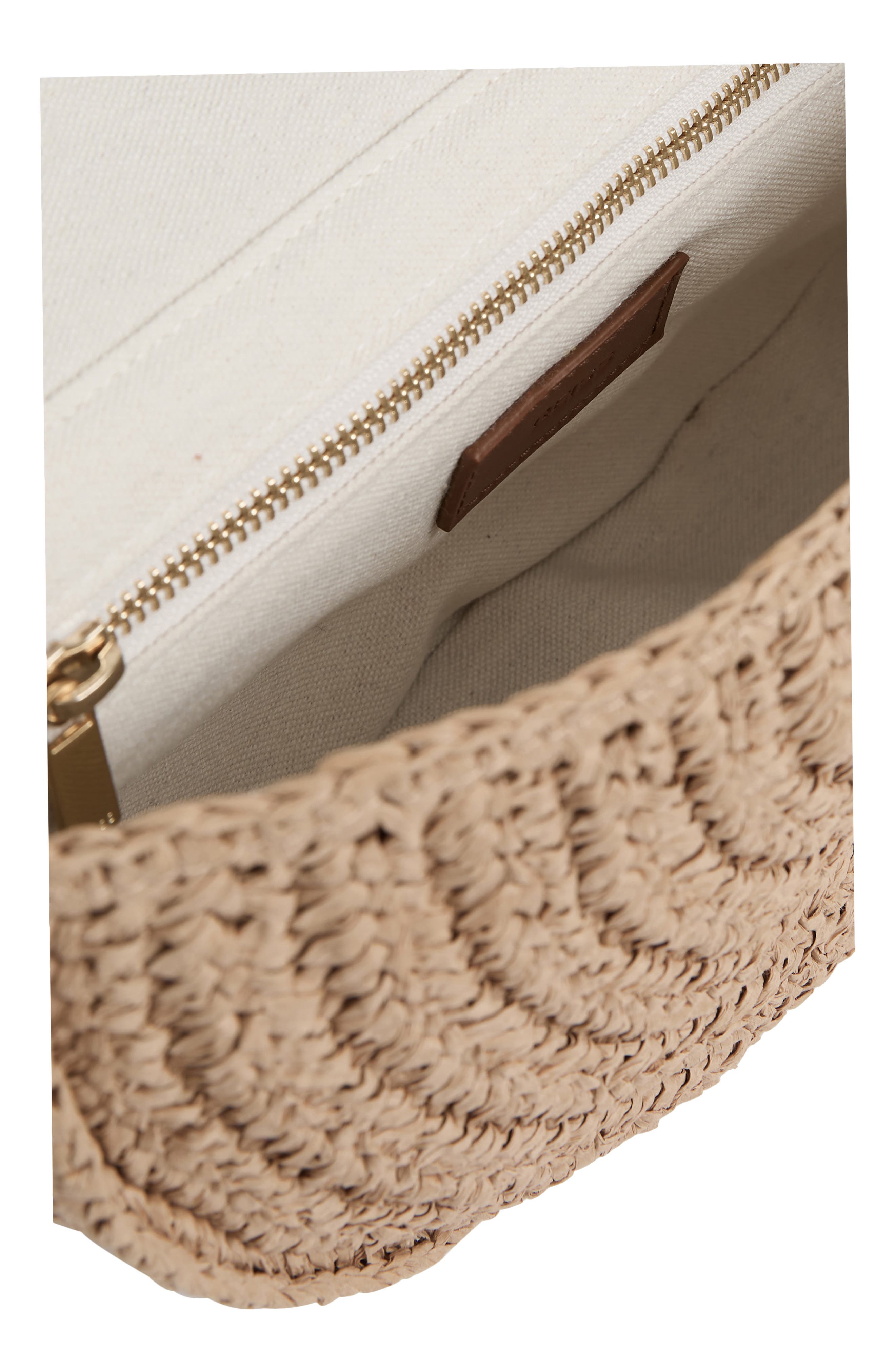 Reiss Aria Woven Clutch, Alternate, color, Natural