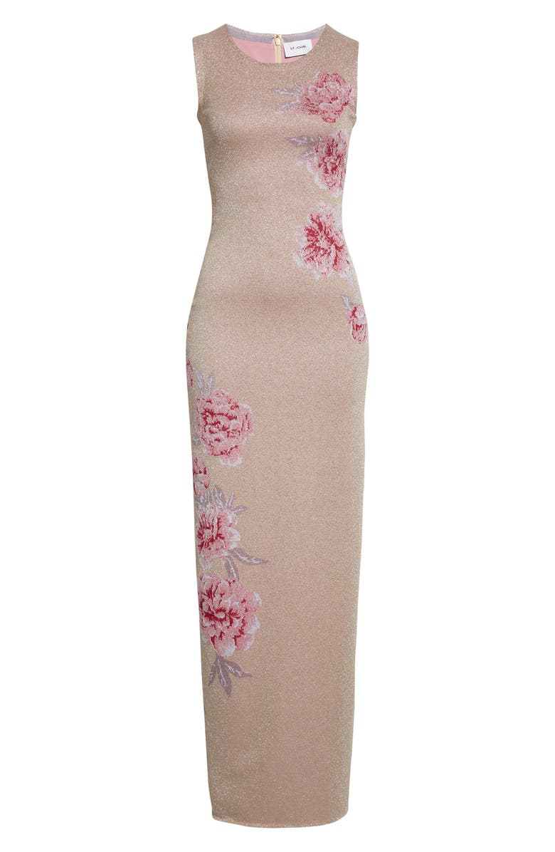 ST. JOHN Peony Metallic Jacquard Sweater Dress, Alternate, color, Peony Metallic Multi