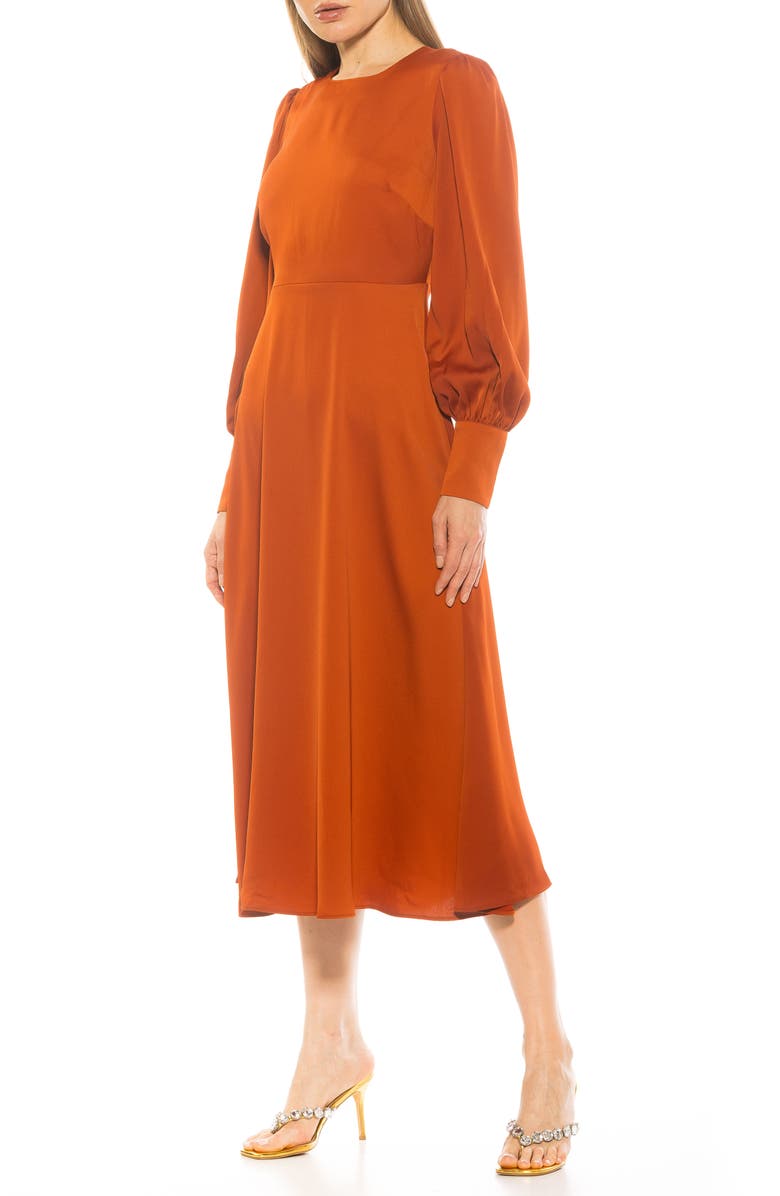 Alexia Admor Sophie Long Sleeve Fit & Flare Maxi Dress, Alternate, color, Camel
