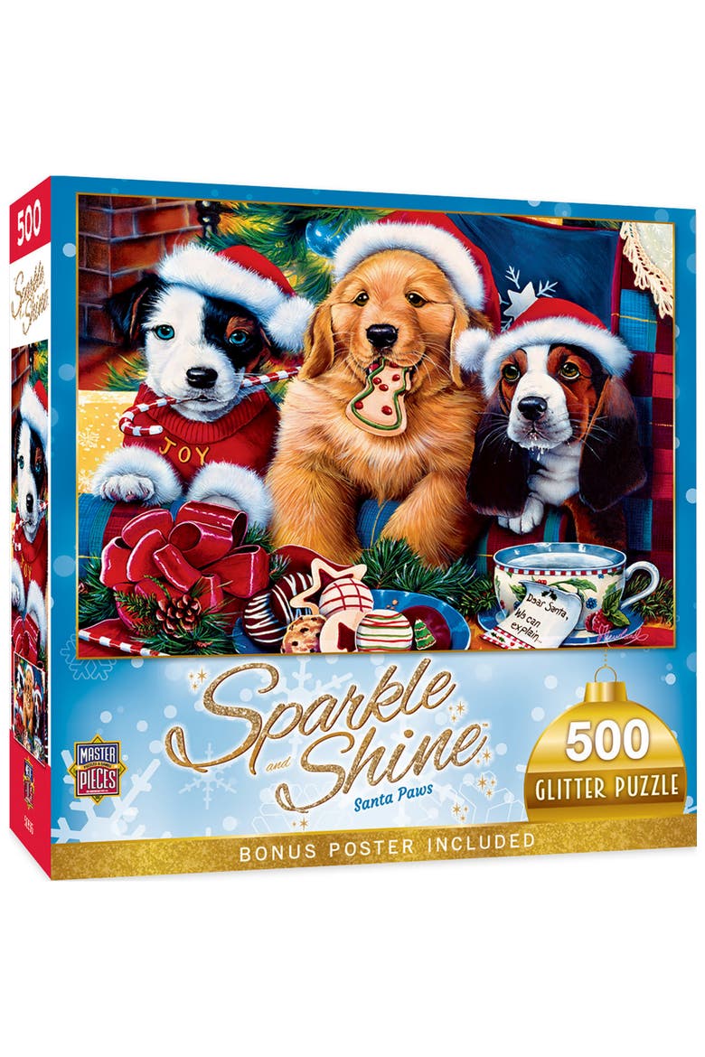 Santa Paws 500 Piece Glitter Puzzle, Main, color, Multicolor