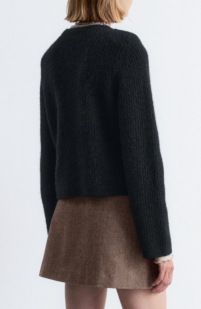 & Other Stories Wool & Alpaca Blend Rib Cardigan, Alternate, color, Black Dark