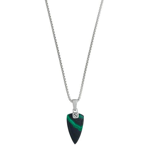 Azurite Malachite One-Of-A-Kind Arrow Pendant Sterling Silver Necklace