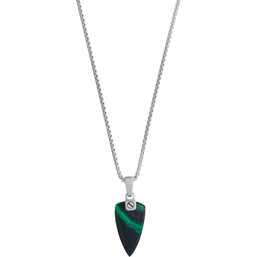 Jan Leslie Azurite Malachite One-of-a-kind Arrow Pendant Sterling Silver Necklace In Green