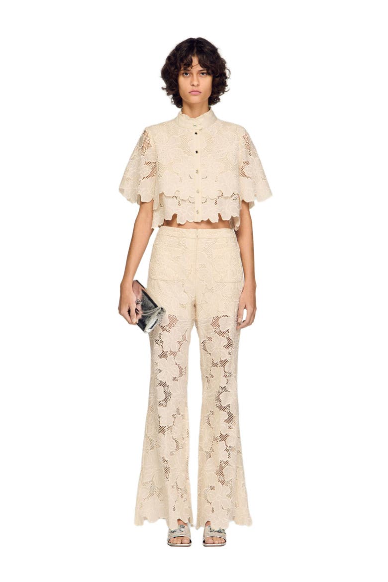 Guipure lace trousers, Alternate, color, Ecru