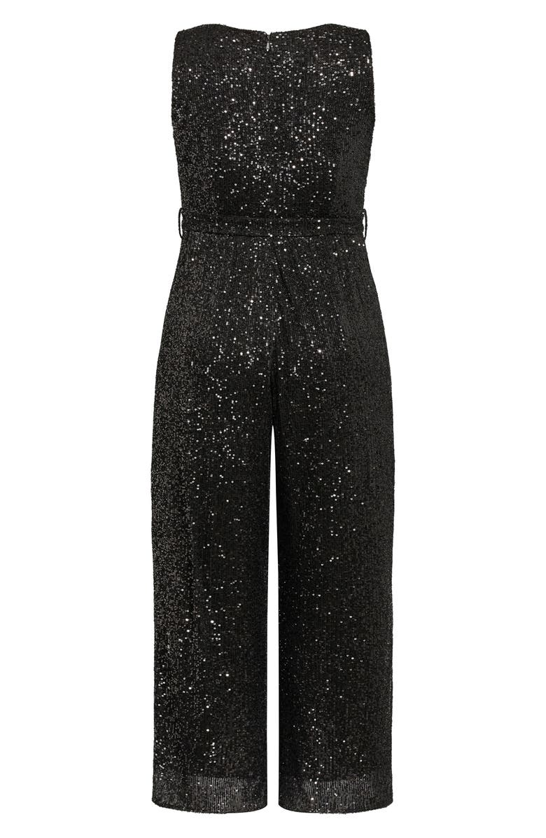 City Chic Dazzling Tie Waist Jumpsuit, Alternate, color, 