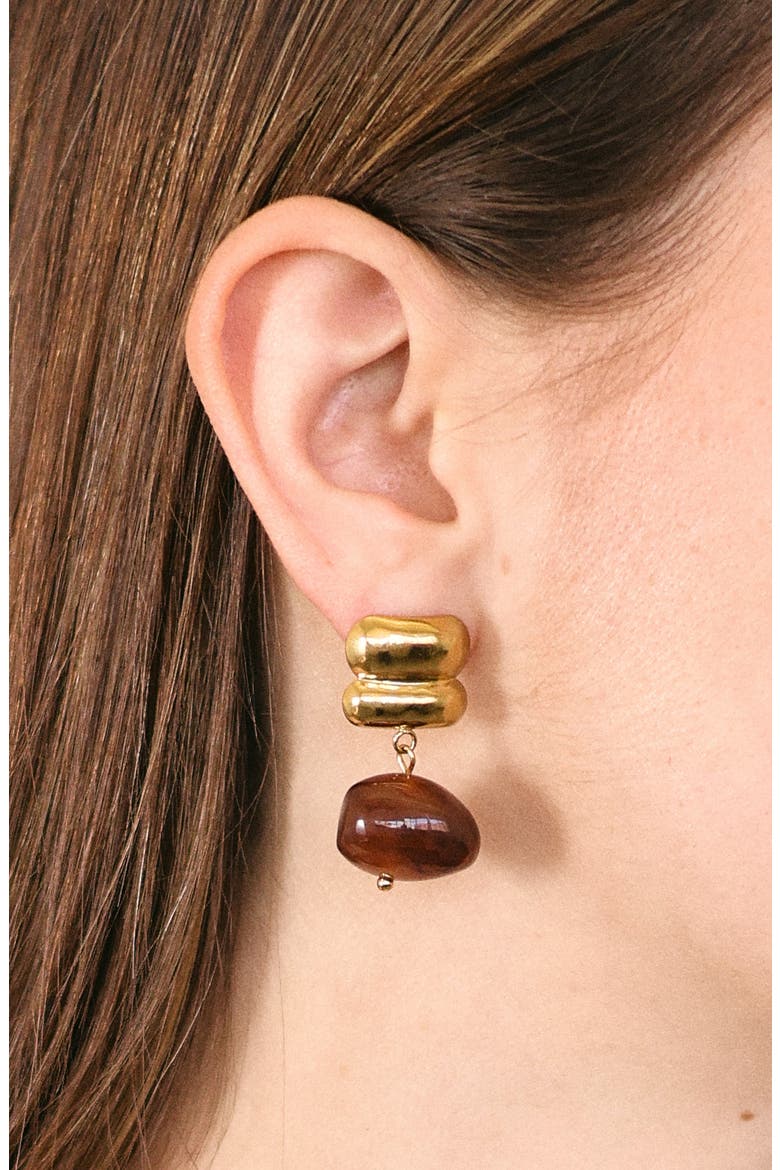 Autumn Drop Earrings, Alternate, color, BROWN/ GOLD