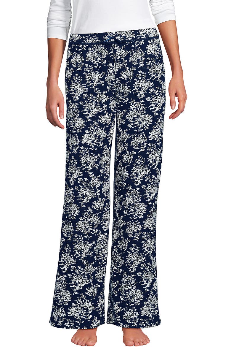 Lands' End Pointelle Sleep Pants, Main, color, Deep Sea Ikat Floral