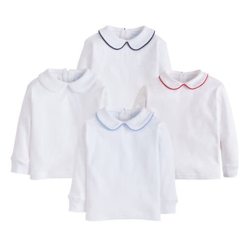 Little English Kids' Long Sleeve Piped Peter Pan Shirt In White