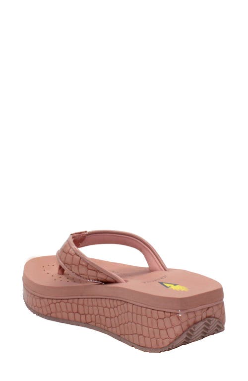 Volatile 'mini Croco' Wedge Sandal In Coral