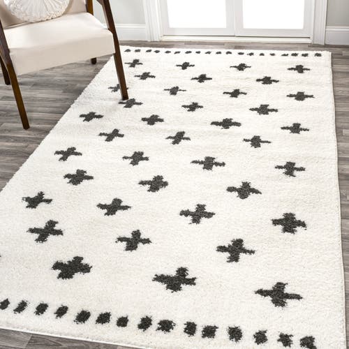 Jonathan Y Cristo Berber Geometric Shag Area Rug In White/gray