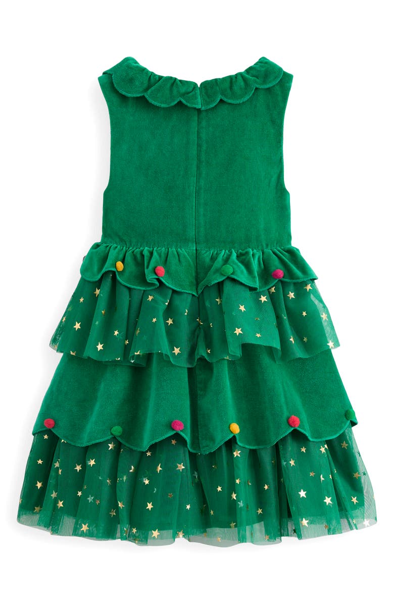 Mini Boden Kids' Christmas Tree Tiered Tulle Party Dress, Alternate, color, Shady Green