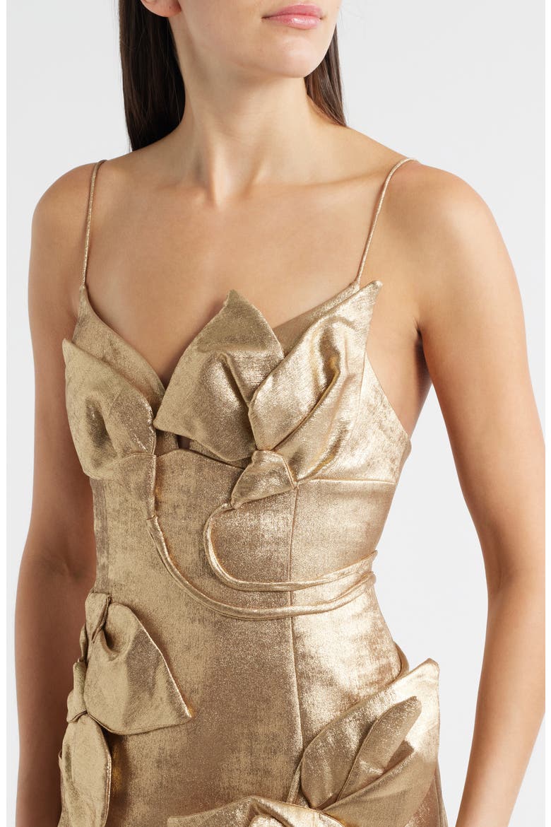 Hillsome Floral Appliqué Minidress, Alternate, color, GOLD