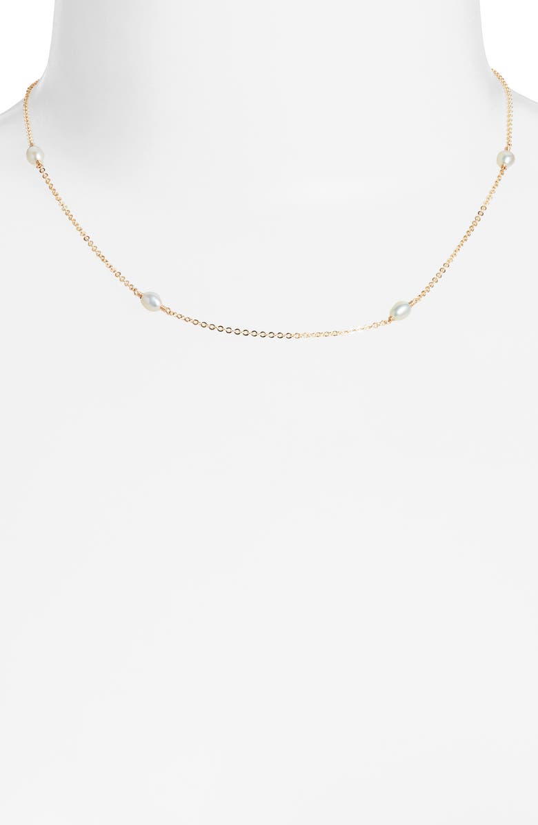 Nashelle Cultured Freshwater Pearl Station Necklace, Alternate, color, Yellow Gold Fill