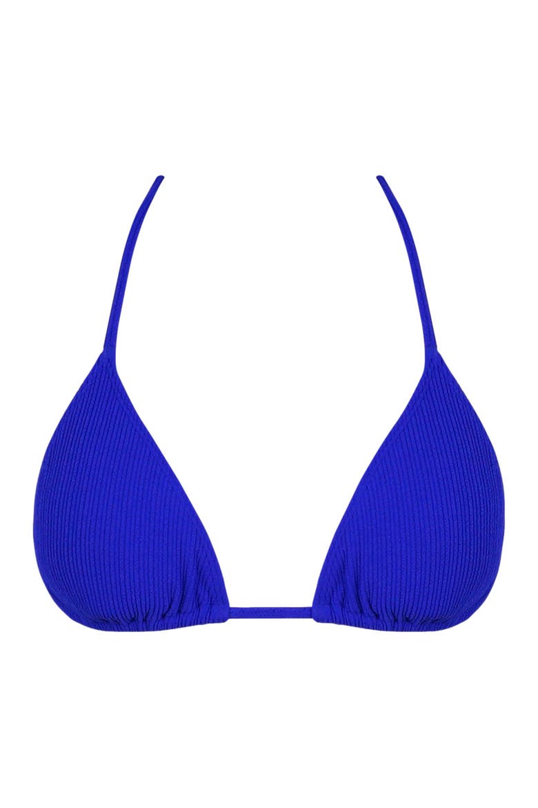 Tiana Triangle Bikini Swimsuit Top, Alternate, color, Vivid Blue Rib