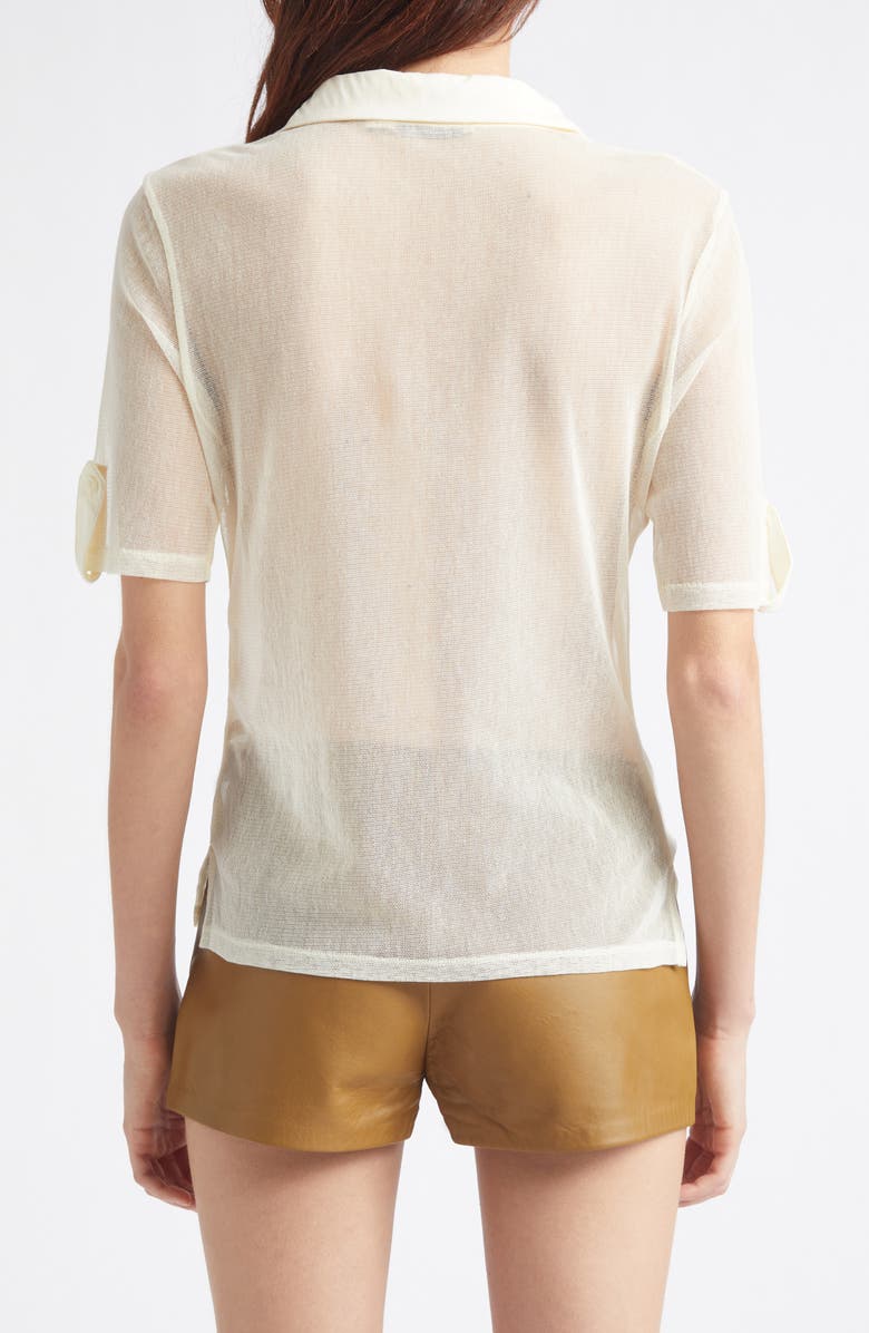 Paloma Wool Sile Cotton Blend Tulle Polo Top, Alternate, color, 010 - Off-White