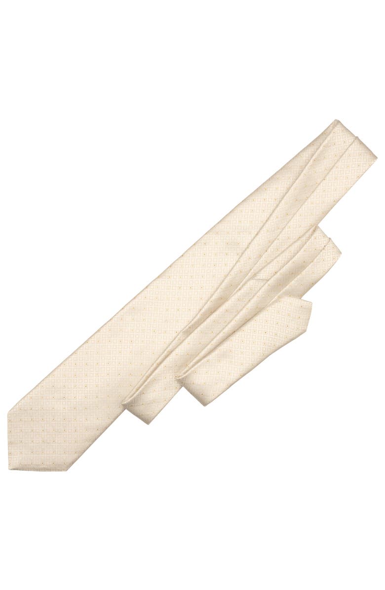 Elizabetta Martini - Extra Long Silk Jacquard Tie for Men, Alternate, color, White & Gold