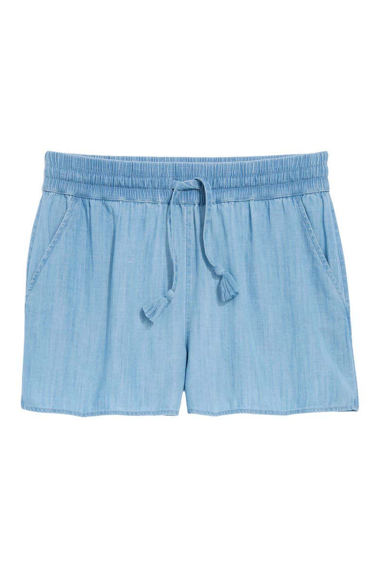 Frankie Chambray Drawstring Shorts, Alternate, color, LIGHT ACID WASH
