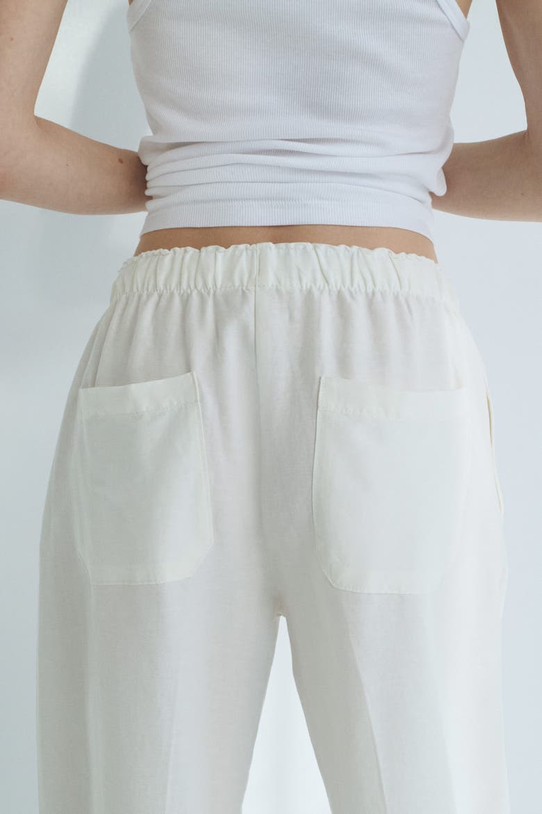 Linen-blend Drawstring Trousers, Alternate, color, White