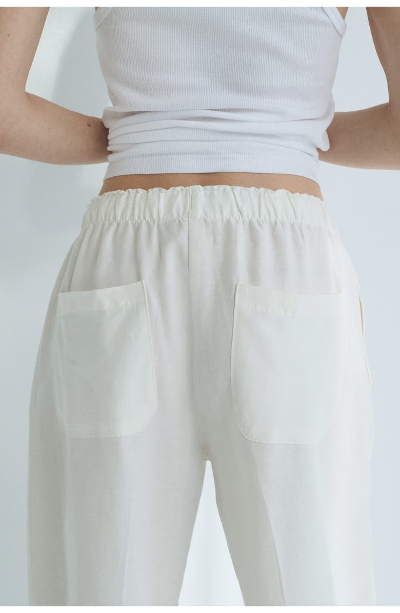 H&M Linen-blend Drawstring Trousers, Alternate, color, White