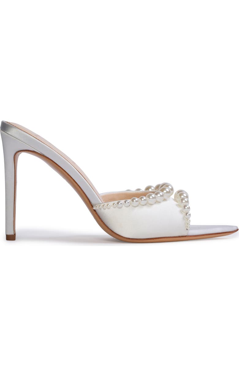 BLACK SUEDE STUDIO Gigi Pointed Toe Slide Sandal, Alternate, color, White Satin