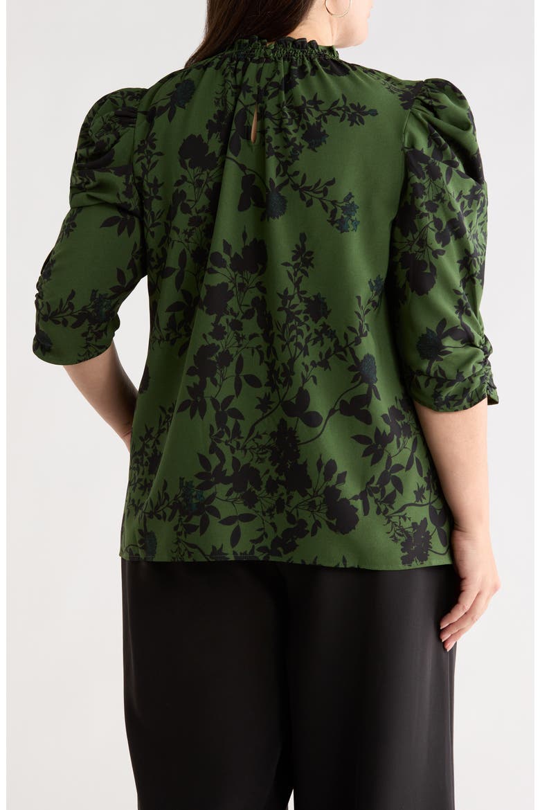 Tindrie Floral Puff Sleeve Top, Alternate, color, OLIVE-BLACK