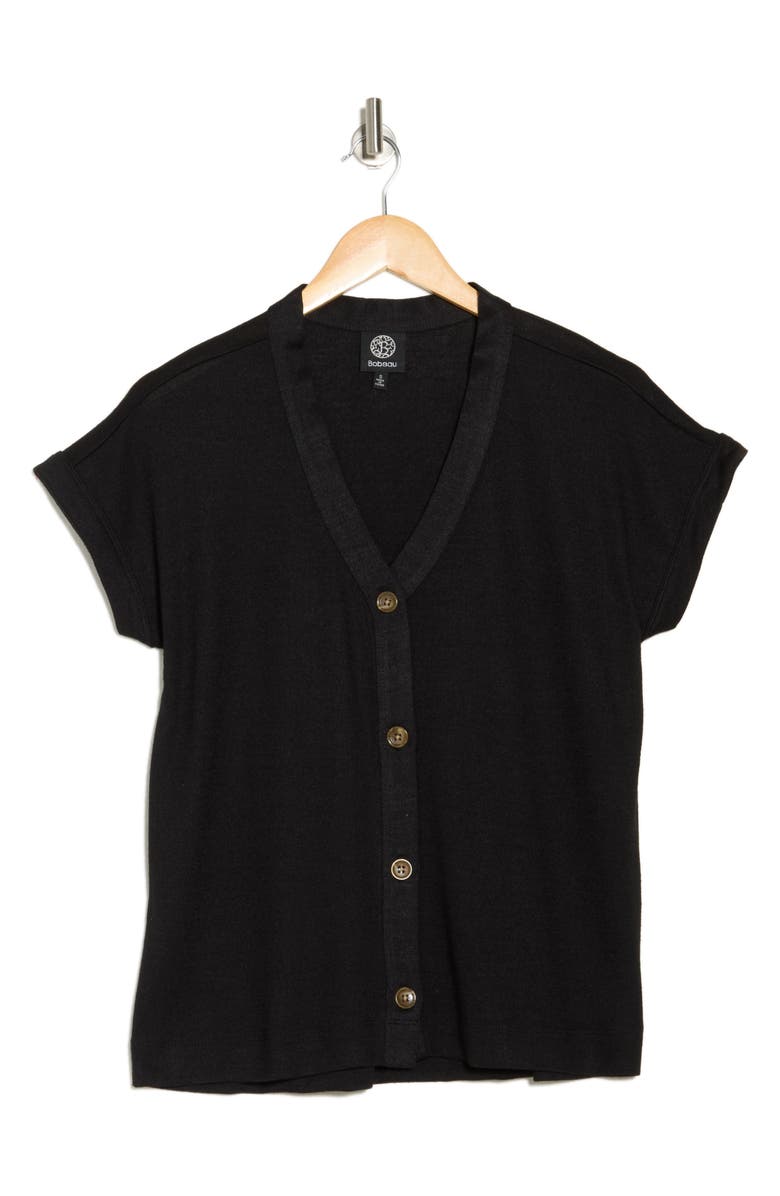 Bobeau Short Sleeve Button-Up Top, Alternate, color,