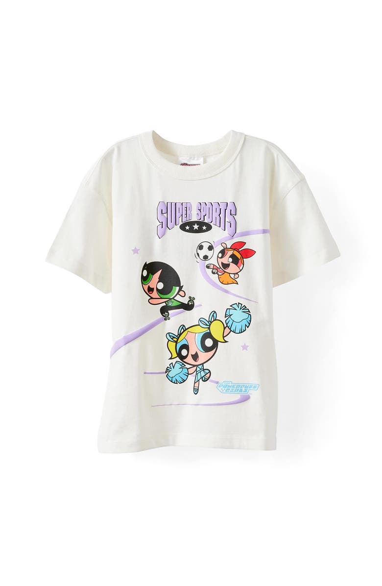 Cotton On Kids Kid's License Drop Shoulder Short Sleeve Tee, Main, color, Vanilla Powerpuff Girls