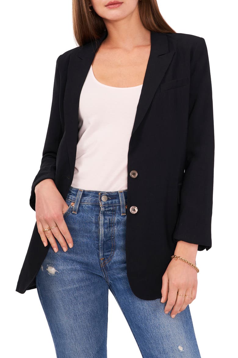 Notch Collar Blazer, Main, color, RICH BLACK