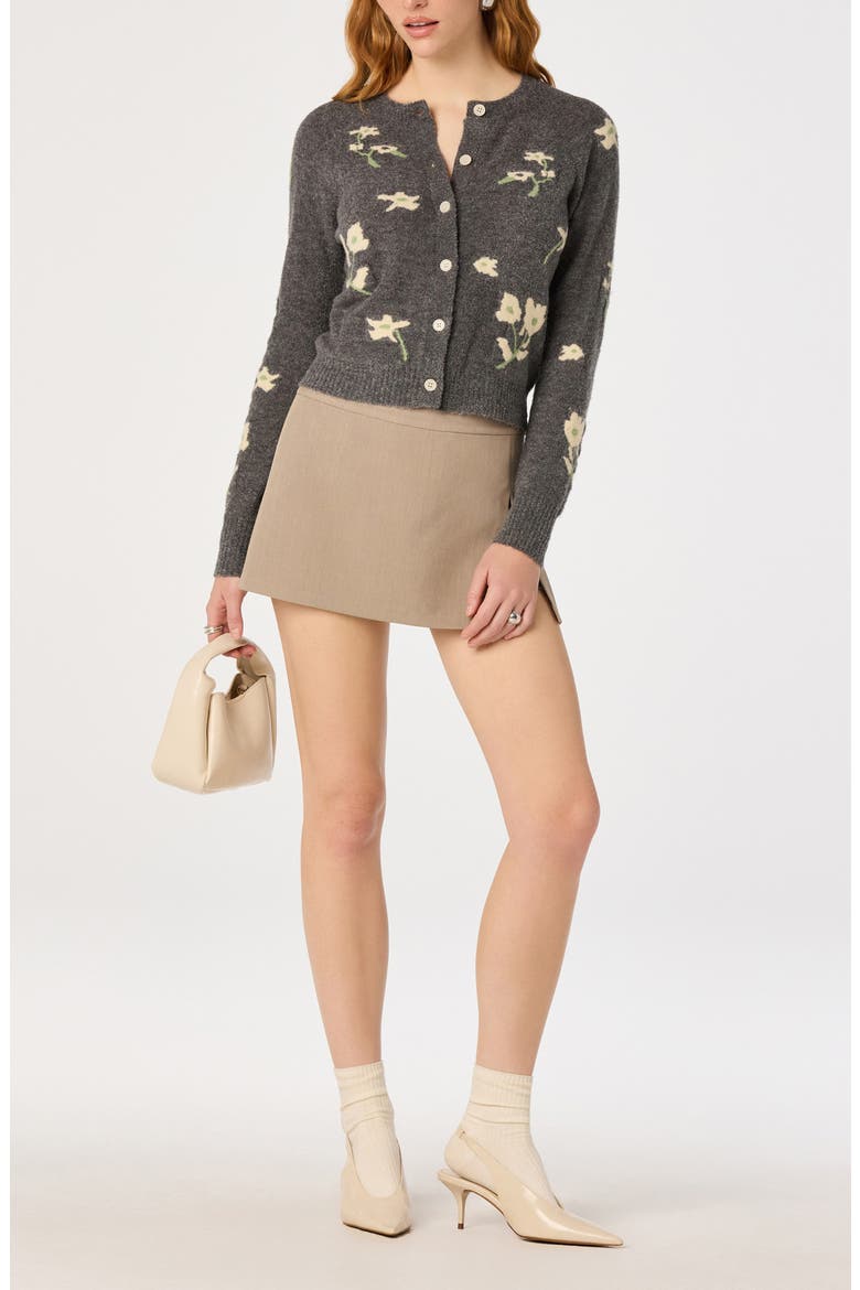 Joy Floral Crewneck Cardigan, Alternate, color, CHARCOAL FLORAL