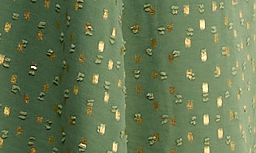 Nina Leonard Short Sleeve Clip Dot Shirtdress In Sage/gold