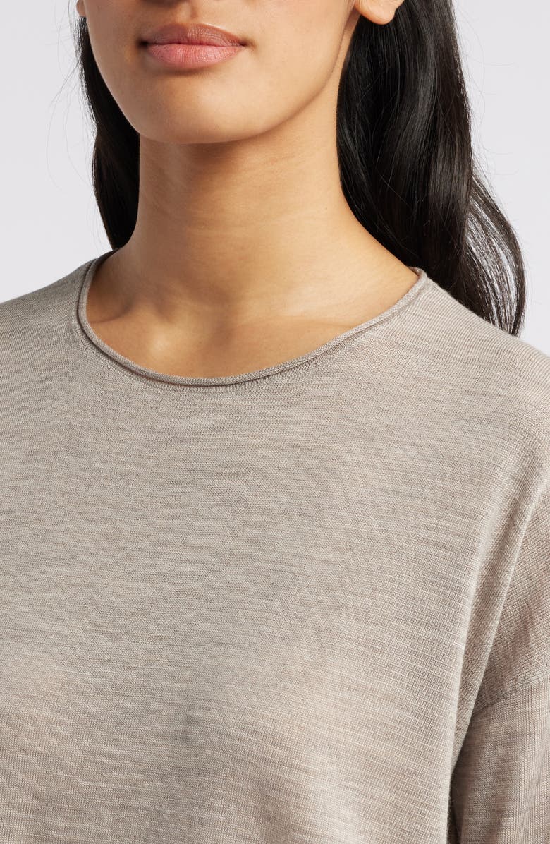 Eileen Fisher Crewneck Wool Sweater, Alternate, color, Dove