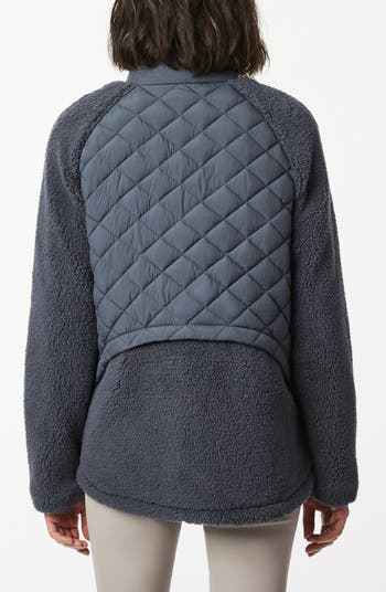 Mixed Media Quilted Faux Fur Jacket