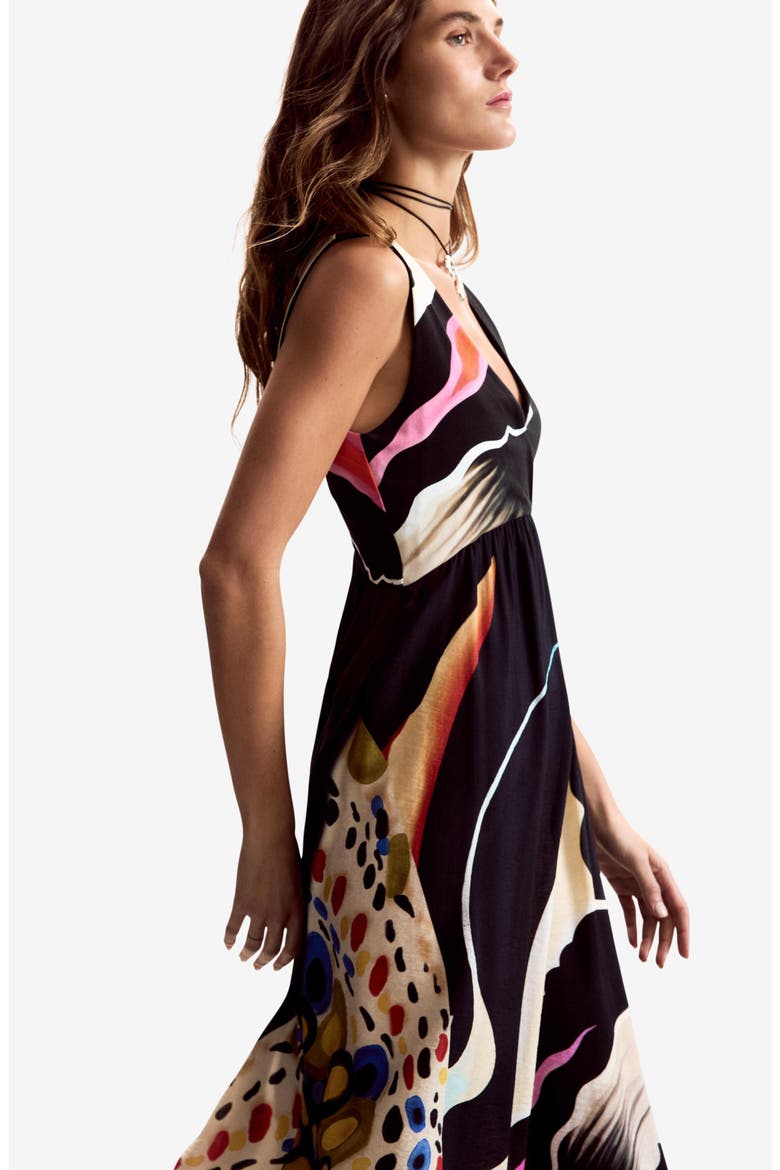Abstract Print Sleeveless A-Line Dress, Alternate, color, BLACK