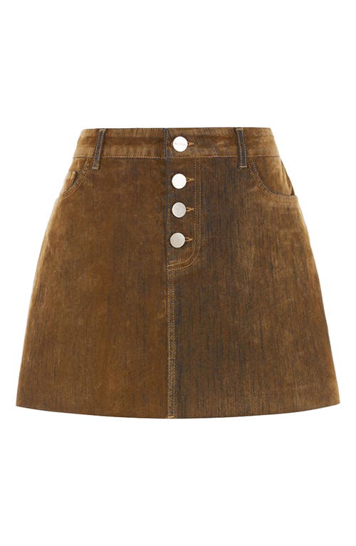 Aligne Corrie Flok Velvet Denim A-line Skirt In Brown