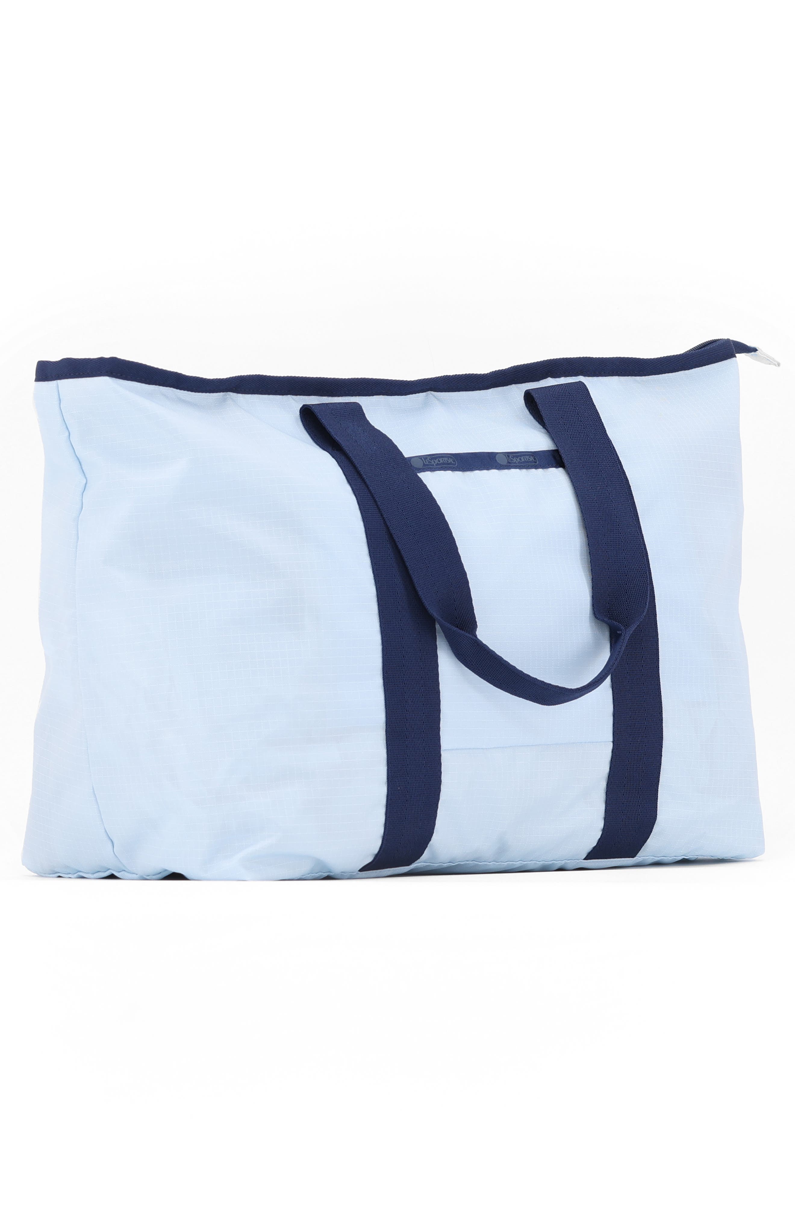 E/W Packable Tote Bag, Alternate, color, ICE BLUE/ DEEP NAVY