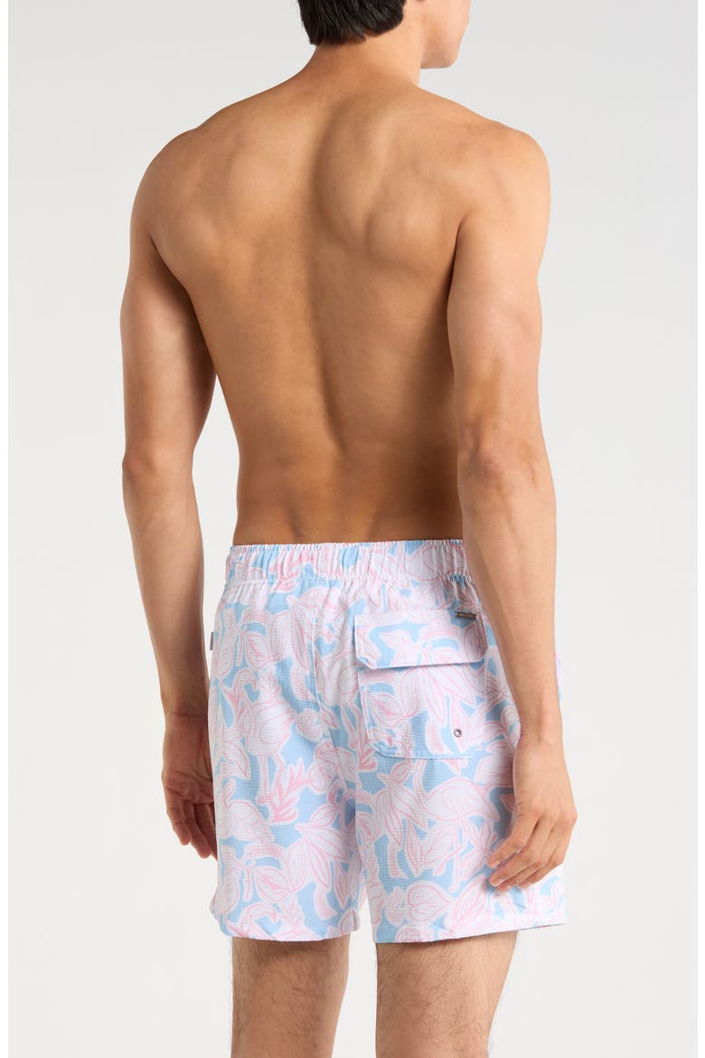 Seersucker Printed Volley Swim Shorts, Alternate, color, BLUE