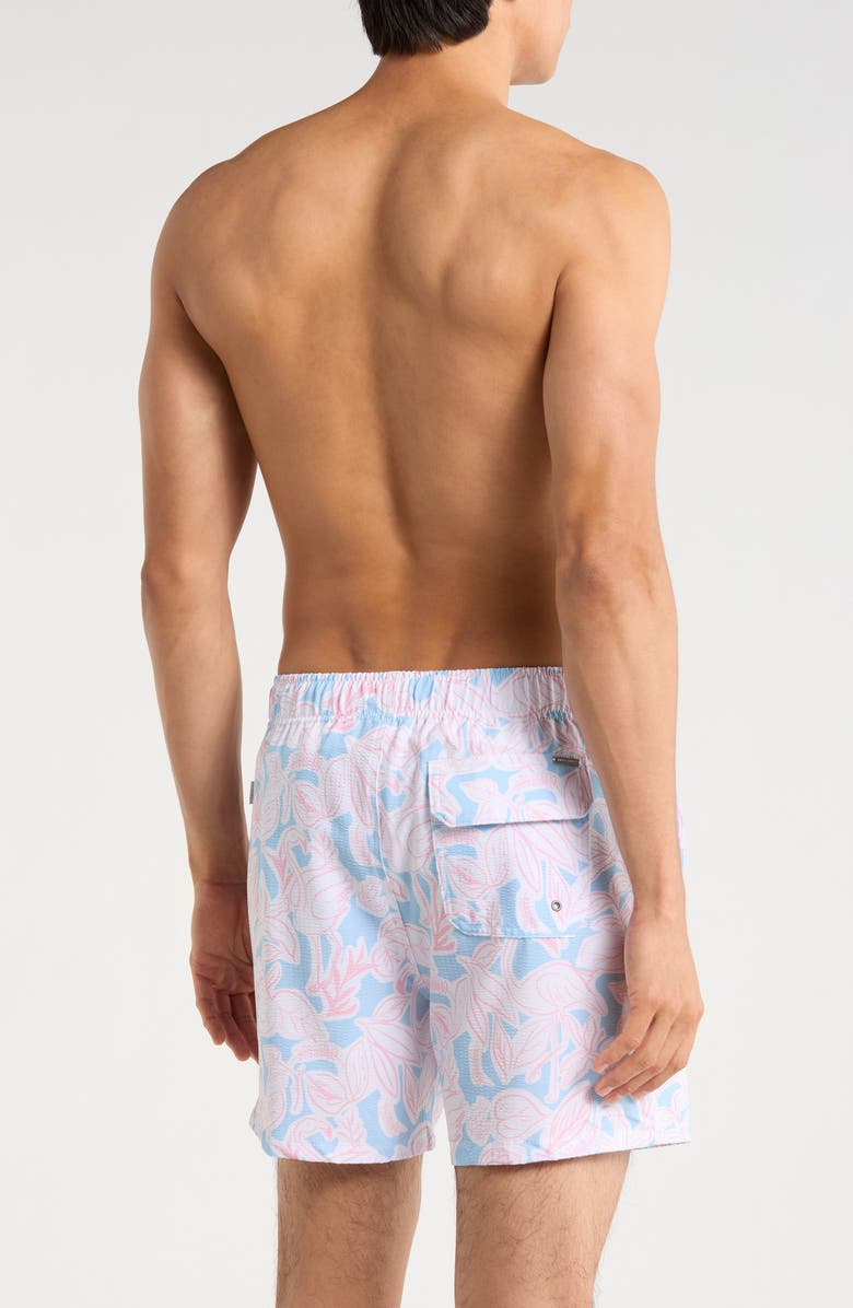 Vintage Summer Seersucker Printed Volley Swim Shorts, Alternate, color, Blue