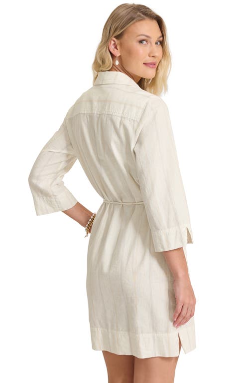 Tommy Bahama Palm View Tie Waist Linen Dress In Off White