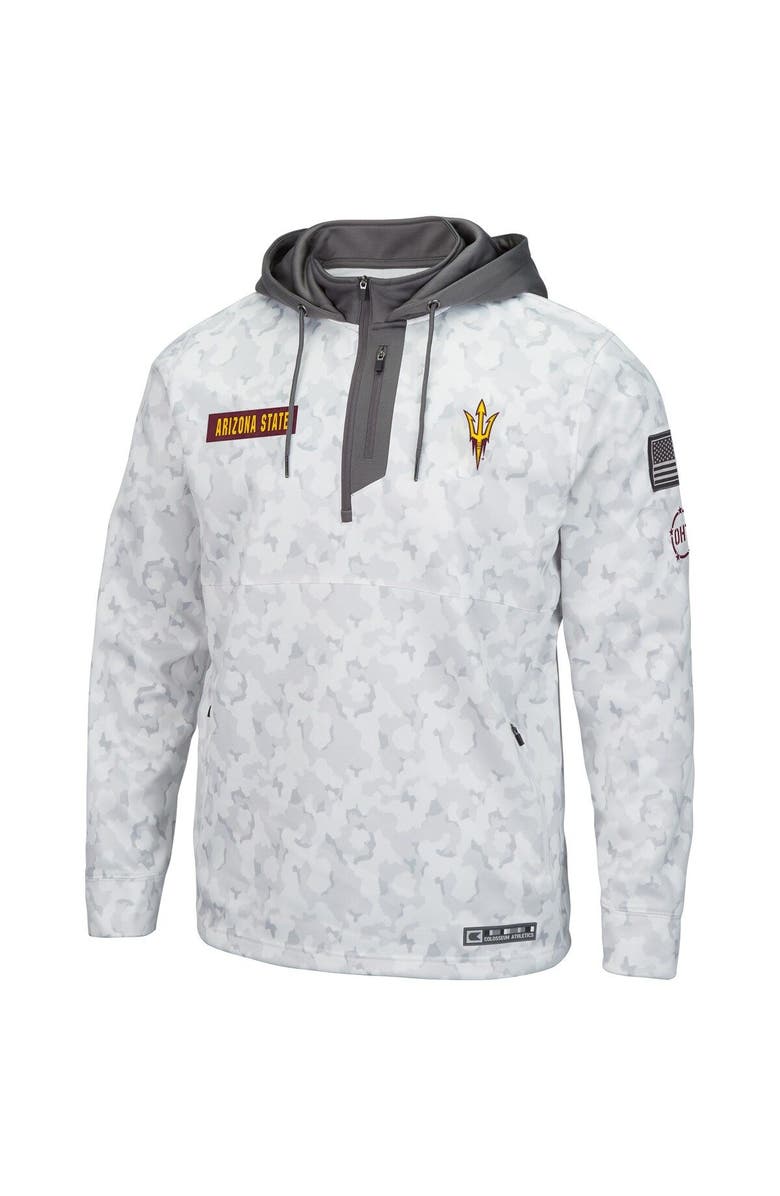 COLOSSEUM Men's Colosseum Arctic Camo Arizona State Sun Devils OHT Military Appreciation Quarter-Zip Hoodie, Alternate, color, Arctic Camo