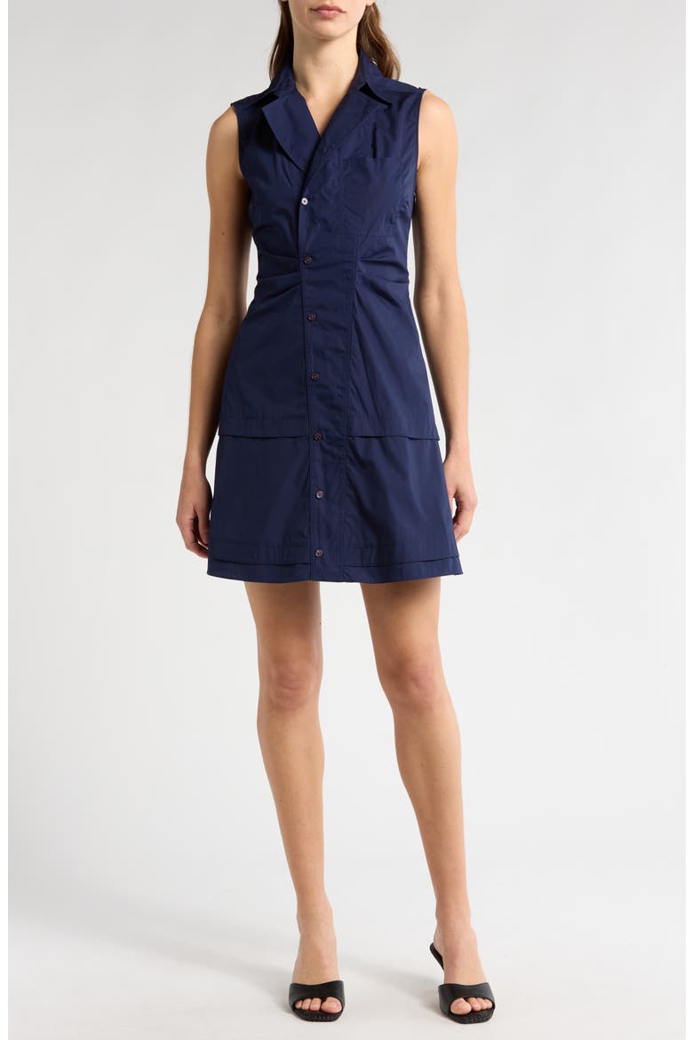Satina Cotton Shirtdress, Main, color, NAVY