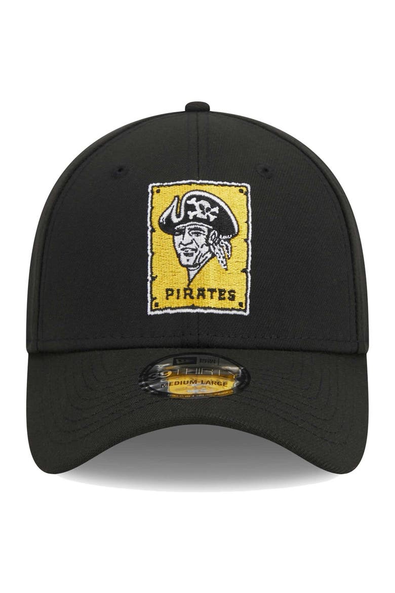 Men's New Era Black Pittsburgh Pirates Logo 39THIRTY Flex Hat, Alternate, color, Black