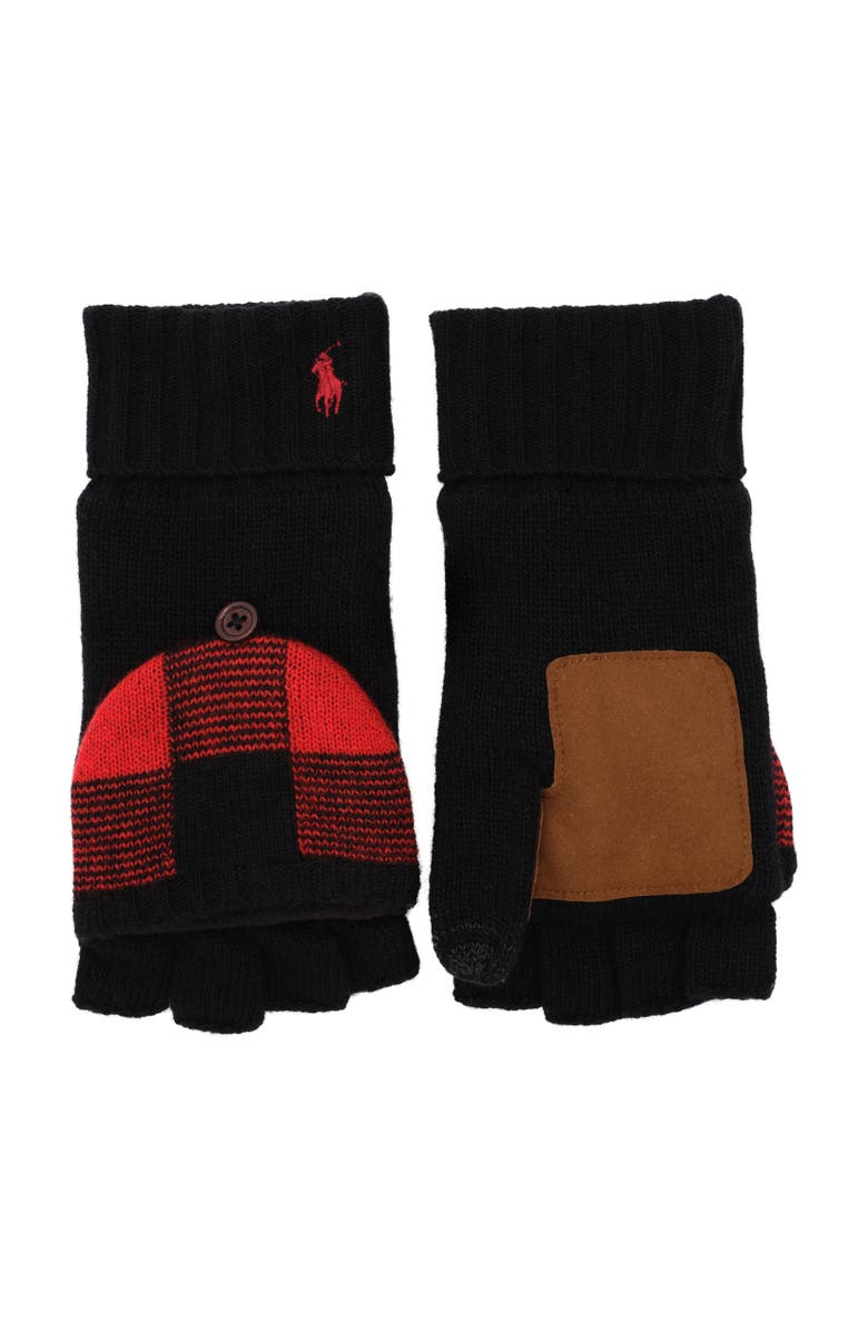 Polo Ralph Lauren Plaid Mitt Convertible Glove, Alternate, color, Polo Black